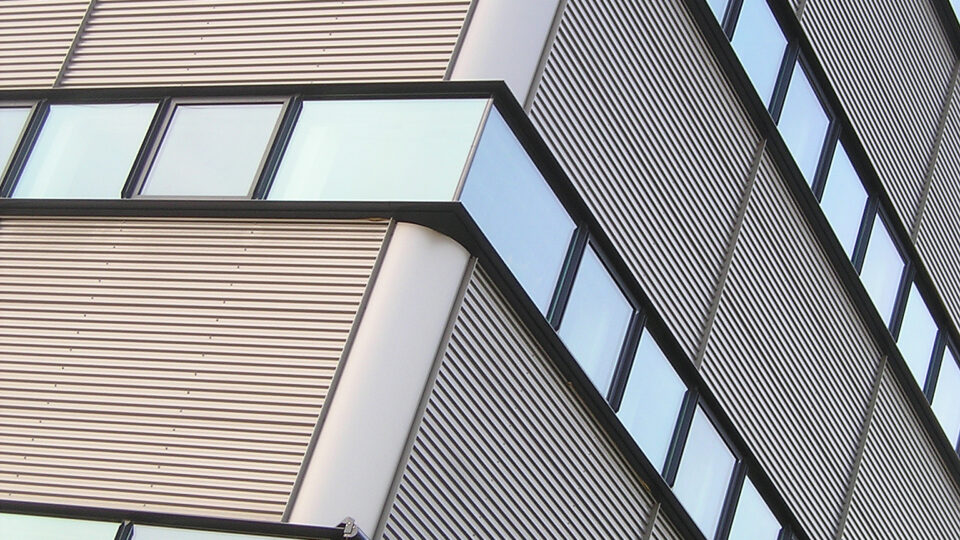 Big office with glass and metal